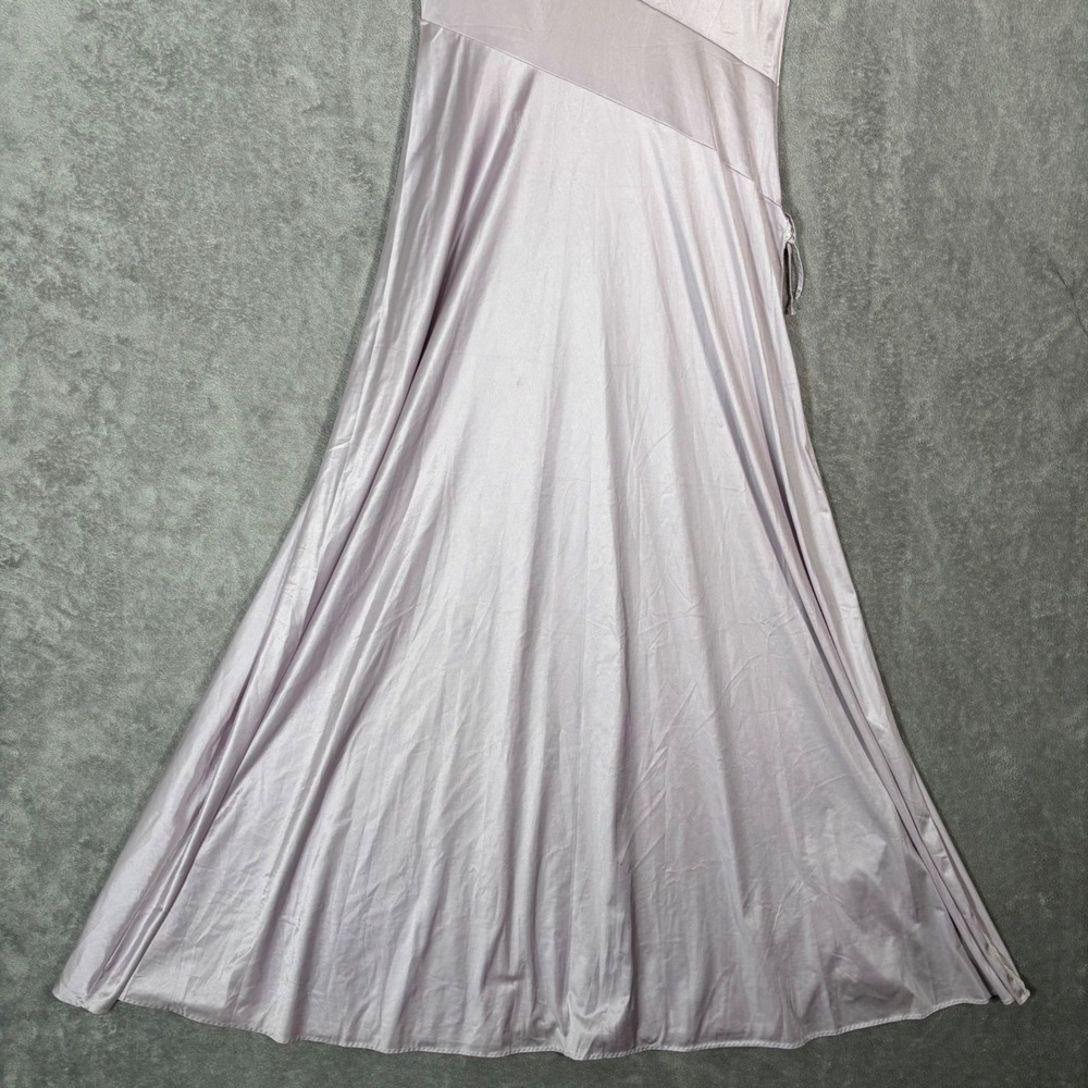 Vintage Lavender Satin Maxi Slip Dress Lace Trim Purple Ethereal Dainty Size S - Picture 9 of 13
